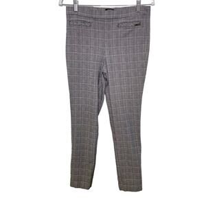 Jones New York Plaid Trouser Pants Skinny Pull On Gray M Dark‎ Academia Office